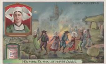 "Liebig chromo's series 1038 In the Land of Brittany (1912) - Complete set of six lithographic prints featuring scenes like a