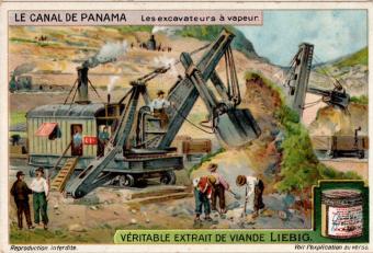 Liebig chromo's series 1086 The Panama Canal (1918) - Complete set of six lithographic prints featuring scenes such as the en