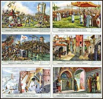 Liebig 1552 – Storia d'Italia II – série italienne complète de 6 chromos historiques de 1952
