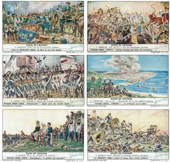 Liebig 1554 – Étapes de l'Histoire I – série complète de 6 chromos de 1952