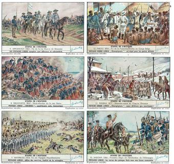 Liebig 1555 – Étapes de l'Histoire II – série complète de 6 chromos de 1952