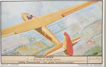 Liebig Gliding Series 1957 - Detailed illustration from launch with a tow plane to a safe landing - available at buy-chromos.