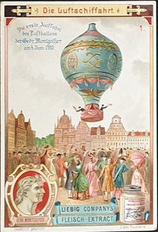 Liebig serie 610 'Die Luftschiffahrt' - de geschiedenis van luchtballonvaart, beschikbaar op buy-chromos.com.
