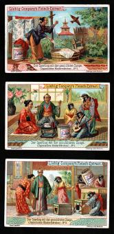 Liebig chromo serie 677 'De Zingende Nachtegaal' - Japanse sprookjesprenten uit 1901, beschikbaar op buy-chromos.com.