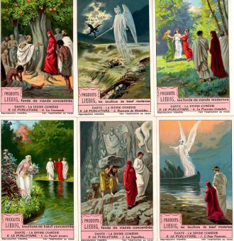 Liebig chromo 1226 – Dante – Het Vagevuur – 1929 – volledige reeks – zes prenten