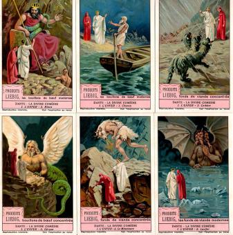 Chromo Liebig no. 1225 – Dante – La Divine Comédie – L’Enfer – 1934 – avec pot – bon état