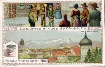 Liebig chromo – Sanguinetti no. 1125 – Austrian costumes and views – 1913 – with jar – very good condition