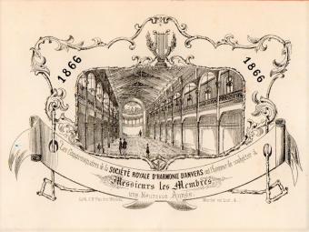Nieuwjaarskaart 1866 Société Royale d\'Harmonie d\'Anvers