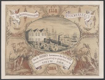 Nieuwjaarskaart 1864 De Gecommissionneerde stukwerkers Gent
