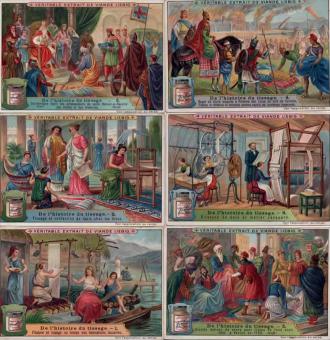 Liebig set 979 – De geschiedenis van het weven – 1909 – complete set in goede staat
