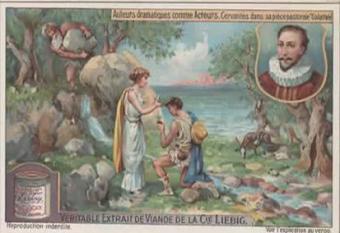 Liebig chromo 1111 – playwrights performing – 1921 – with jar