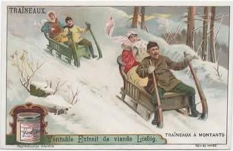 Chromo Liebig 1912 – Traîneau hollandais du XVIIe siècle avec pot Liebig