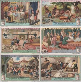 Chromos Liebig 1913 – Série sur l’histoire de la bière