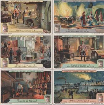 Liebig chromos 1921 – Series on the history of gas
