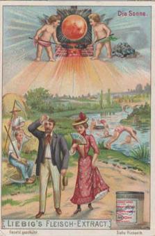 Série de chromos Liebig – Les phénomènes météorologiques, six images illustrant la foudre, la neige, la grêle, la tempête, la