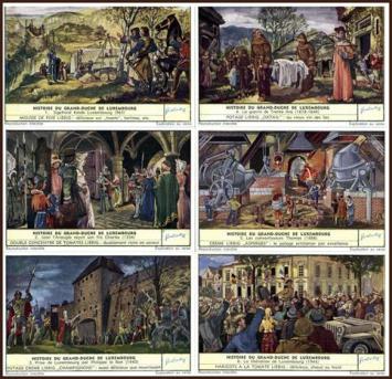 Liebig 1551 – Geschiedenis van het Groothertogdom Luxemburg – volledige reeks van 6 chromo's uit 1952