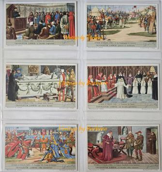Liebig chromo nr. 1660 Storia d’Italia VIII uit 1956 met historische figuren uit middeleeuws Italië
