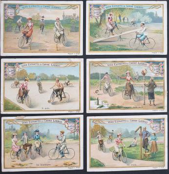 Liebig chromo series 658 'Bicycle Games/Sports' - unique cycling activities from 1901, available at buy-chromos.com