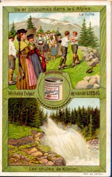 Liebig chromo serie – Sanguinetti nr. 915 – Gebruiken en gewoonten in de Alpen – 1907 – met potje – goede staat