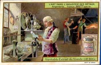 Liebig chromo series – Sanguinetti no. 879 – The Art of Metalwork – 1907 – with jar