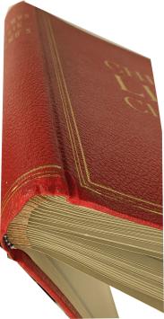 Red Liebig collector’s album with 50 paper pages, holds up to 300 chromos