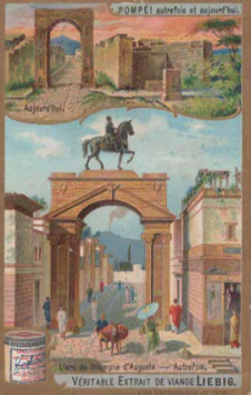 Liebig Sanguinetti 861 – Pompeï vroeger en nu, 1906, complete reeks van 6 chromo's